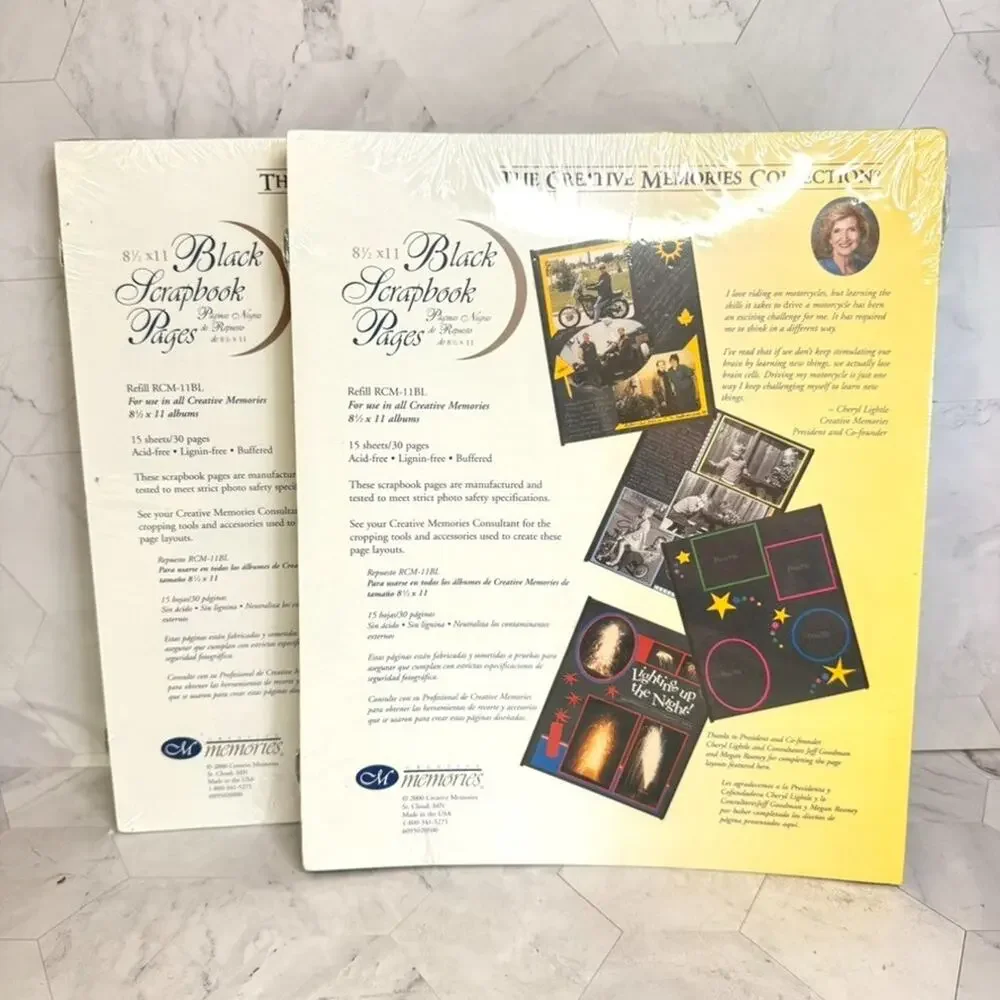 Lot of 2 NEW Creative Memories 8 1/2 X 11 Black Scrapbook Refill Pages RCM-11BL